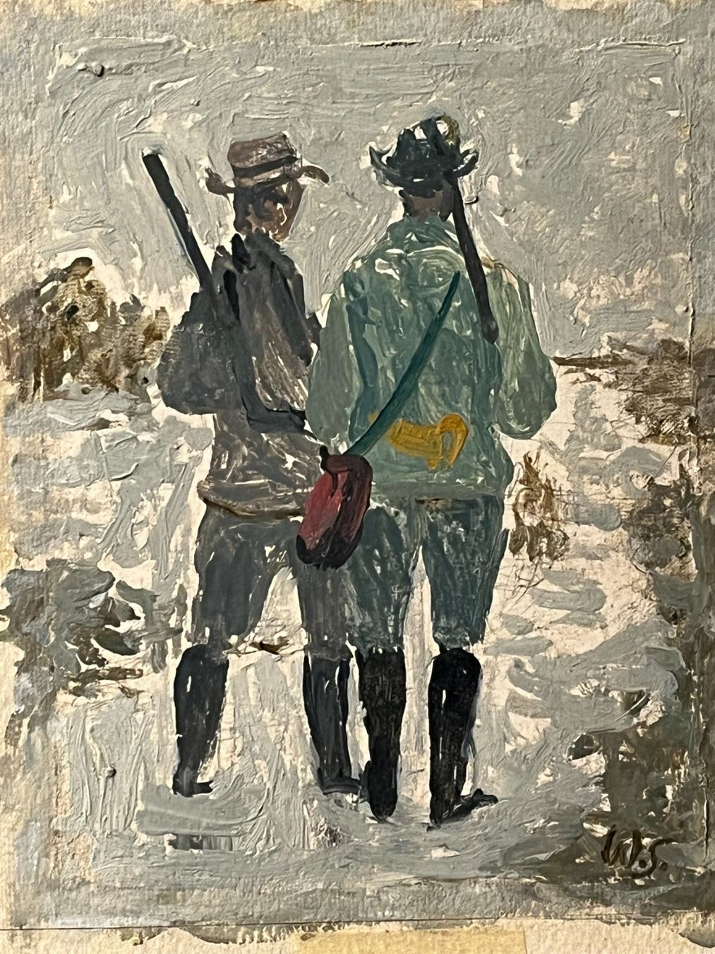 Dipinti: Walter Schneider - Jagdszene handsigniert – Usato da Basel venduto da Kaffee_und_Kunst