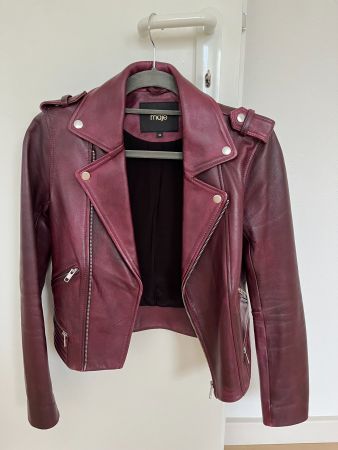 Maje Lederjacke Burgunderrot sehr guter Zustand