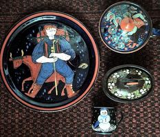 Sehr schönes Kunst-Keramik Geschirr Set, Handbemalt