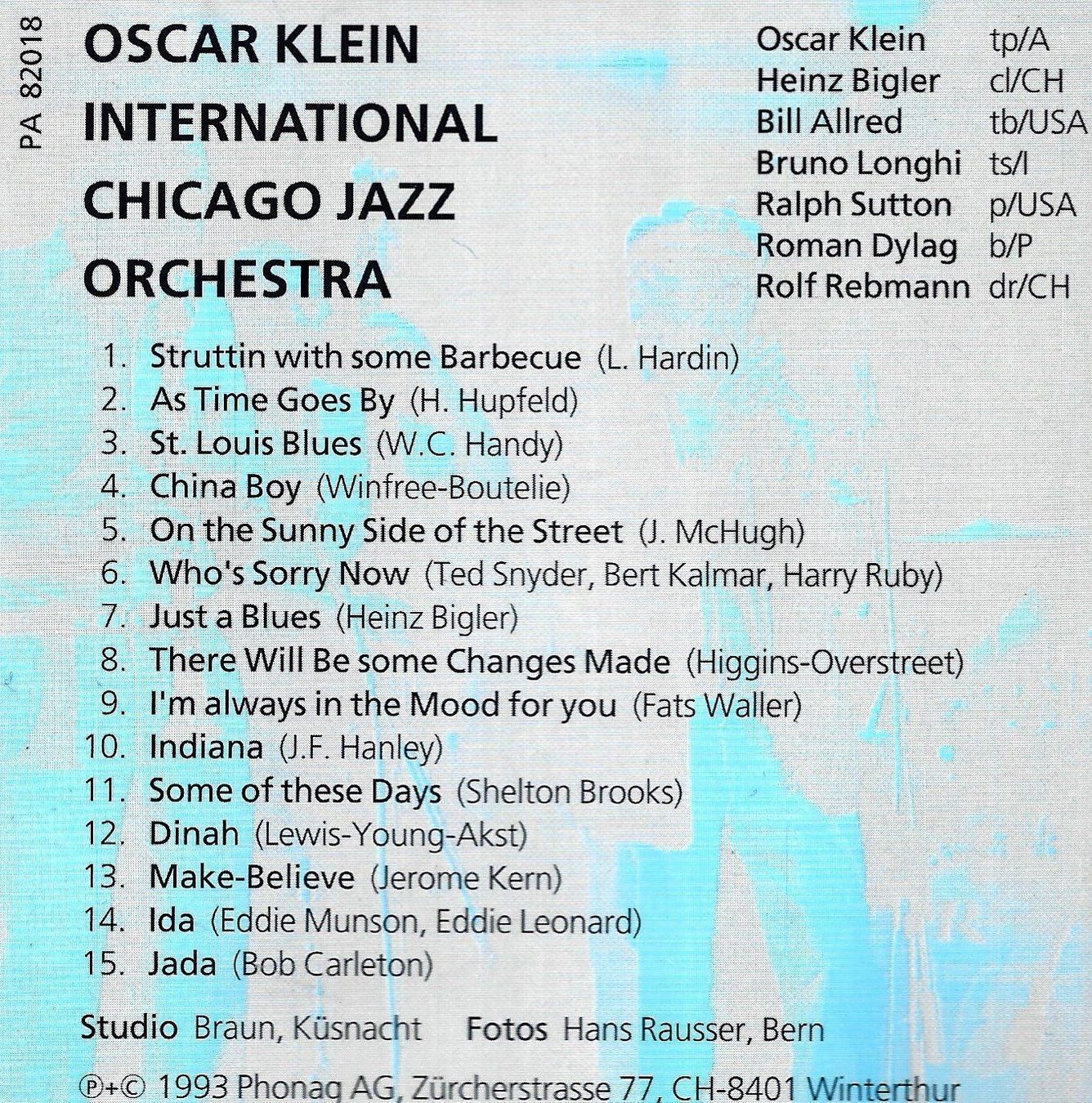 CD: Oscar Klein CHICAGO JAZZ ORCHESTRA Ralph Sutton BillAllredCD – Usato da Kandergrund venduto da Sososo 1