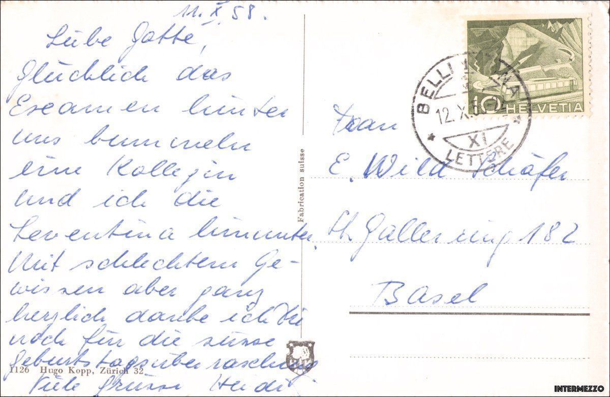 Cartoline postali: Anzonico TI // Leventina 1958 – Usato da Basel venduto da intermezzo12 1