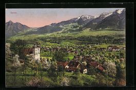 Sarnen, Ortsansicht mit Kirche bei Dämm