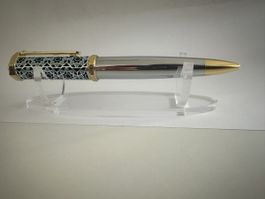 Metallkugelschreiber mit Muster goldfarben silber Neu