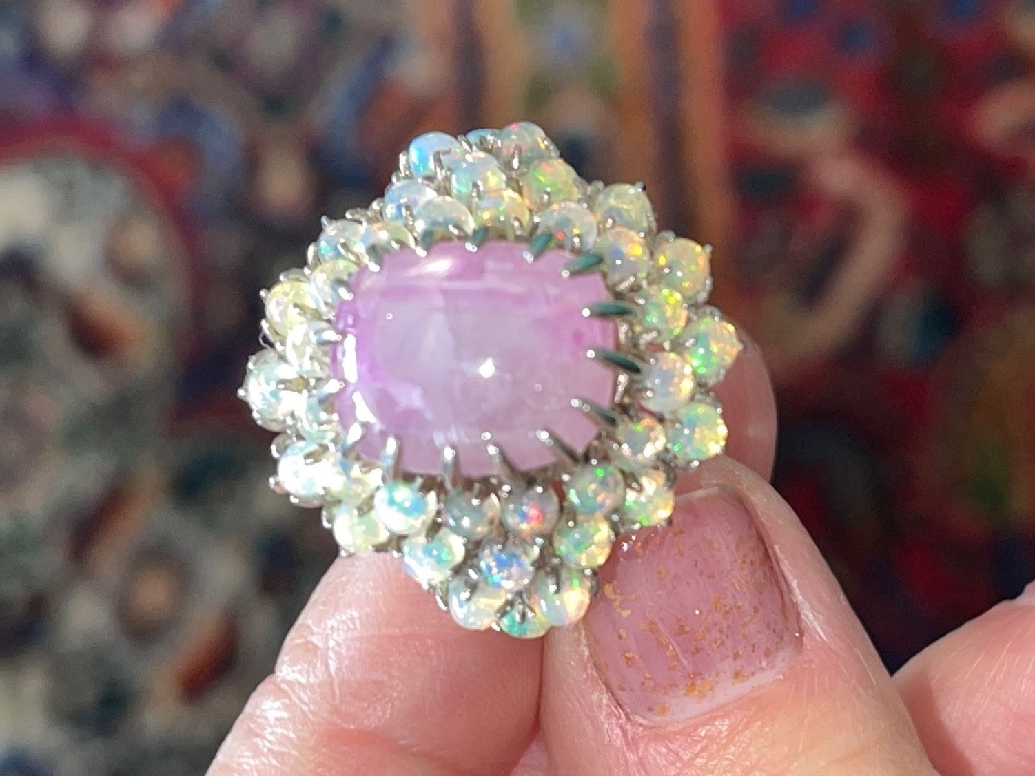 Llan Valls Joies Anelli: Star Ruby & Play of Colors Opals SS925 Ring – Nuovo (secondo la descrizione) da Birsfelden venduto da Brut-Reserve 2