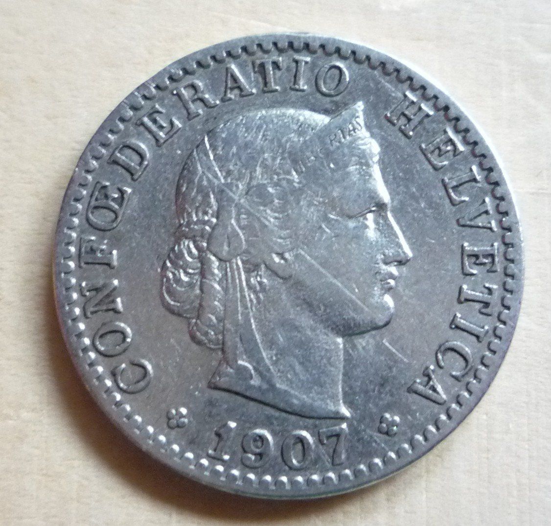 Tutti le monete: 20 Rappen 1907, vz – Usato da Rieden SG venduto da Sammelfreund