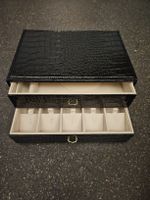 Schwarze Schmuckbox mit 2 Schubladen, Kunstleder 