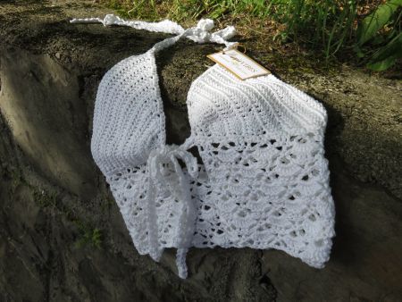 SommerTop, Oberteil, Damen, handgemacht, Baumwolle, weiss