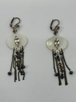 Boucles d'oreilles fantaisie nacre et strass 6cm