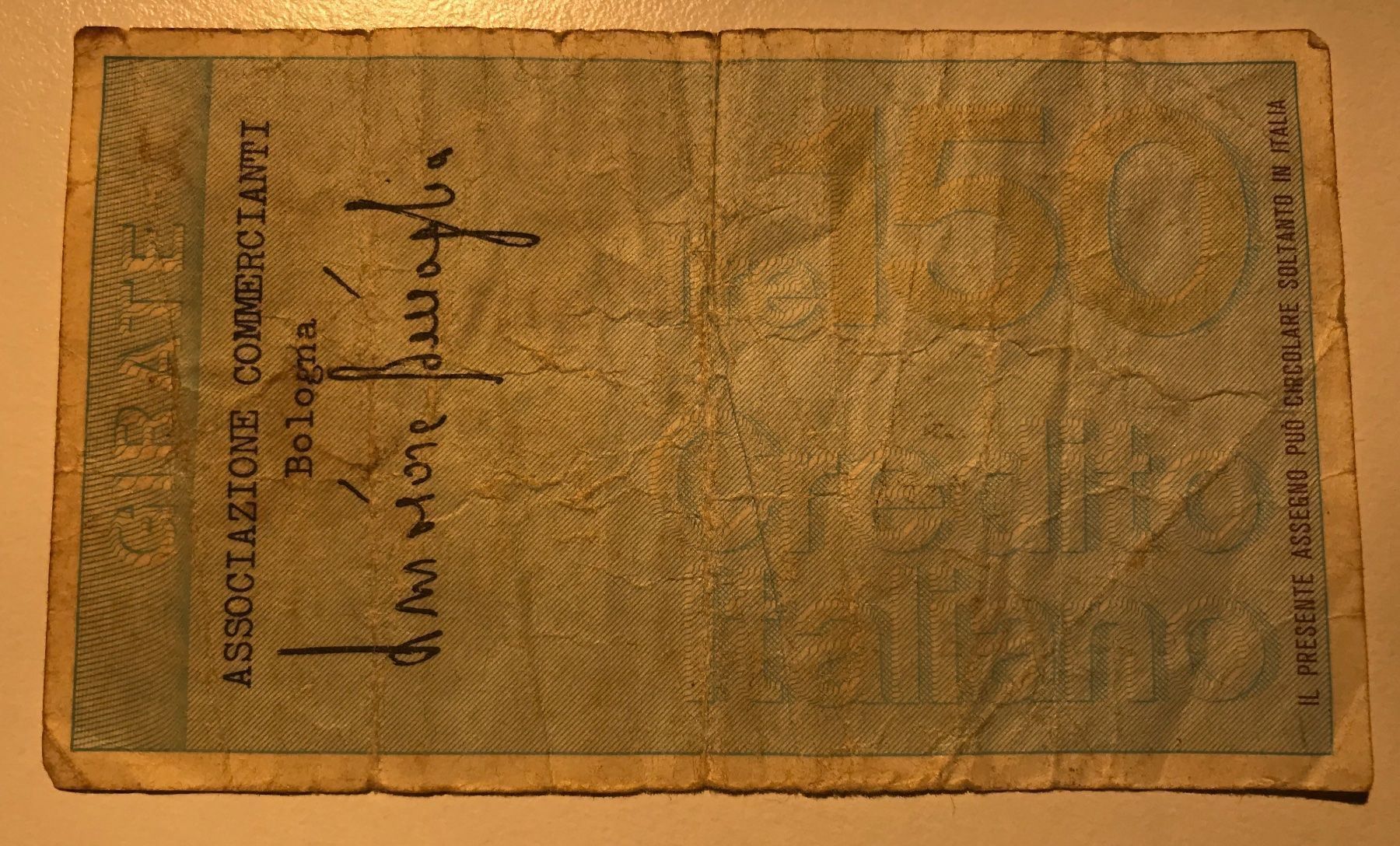 Banconote: Italien 150 Lire Scheck 1976 – Usato da Algetshausen venduto da Carrhard 1