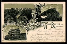 Lithographie Hoher Kasten /AI, Hotel Hoher Kasten, Bes. Jos.