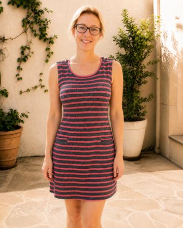 CLAUDIE PIERLOT | robe rayée rouge noir légère été | S femme