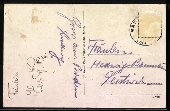 Cartoline postali: Baden /Aargau, Restaurant Ruhfels, Bes.  – Usato da Berlin venduto da bartko-reher 1