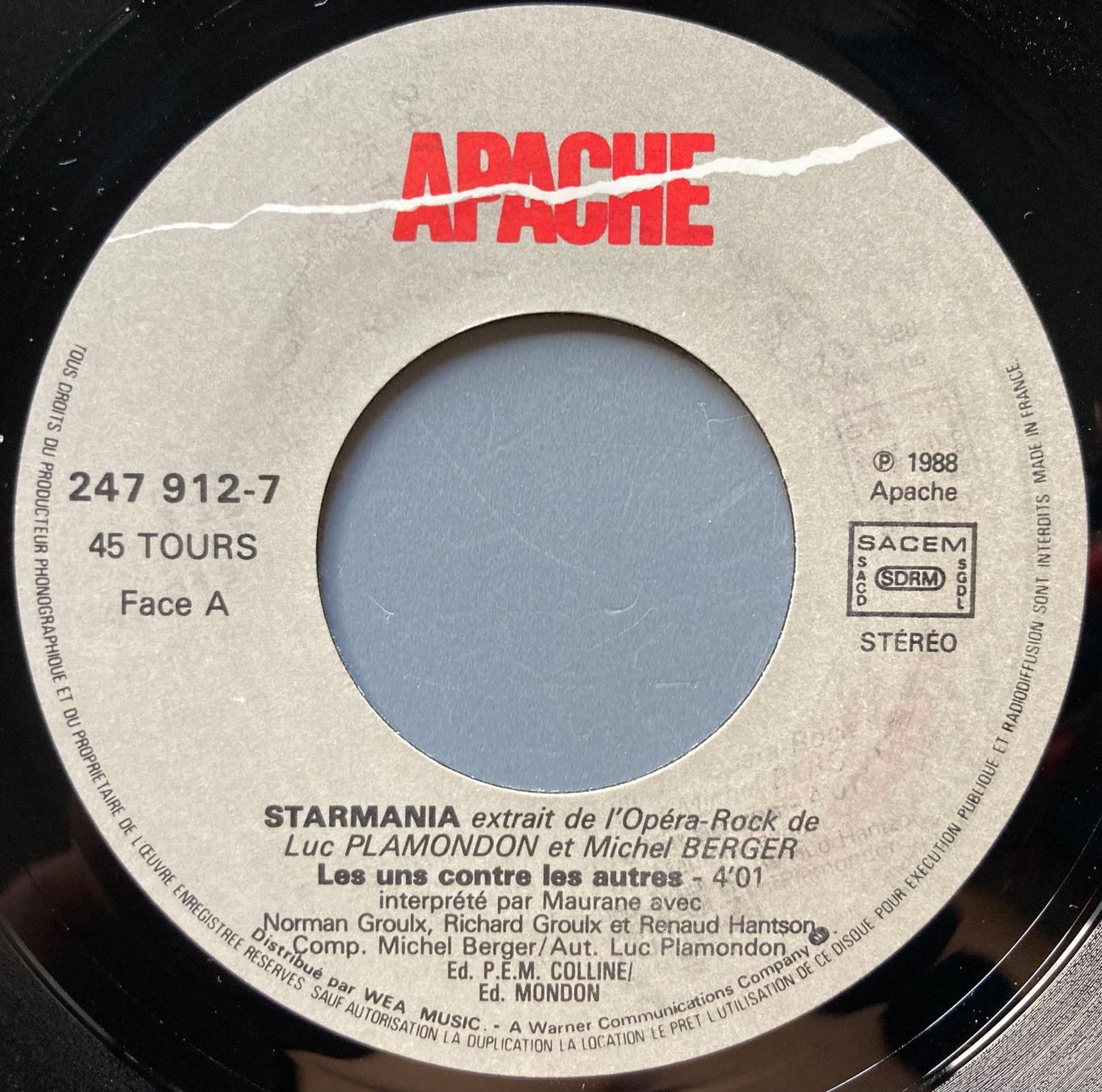Vinyles: MAURANE - STARMANIA 88 – D'occasion à Poliez-Pittet par Newtown-Records 2