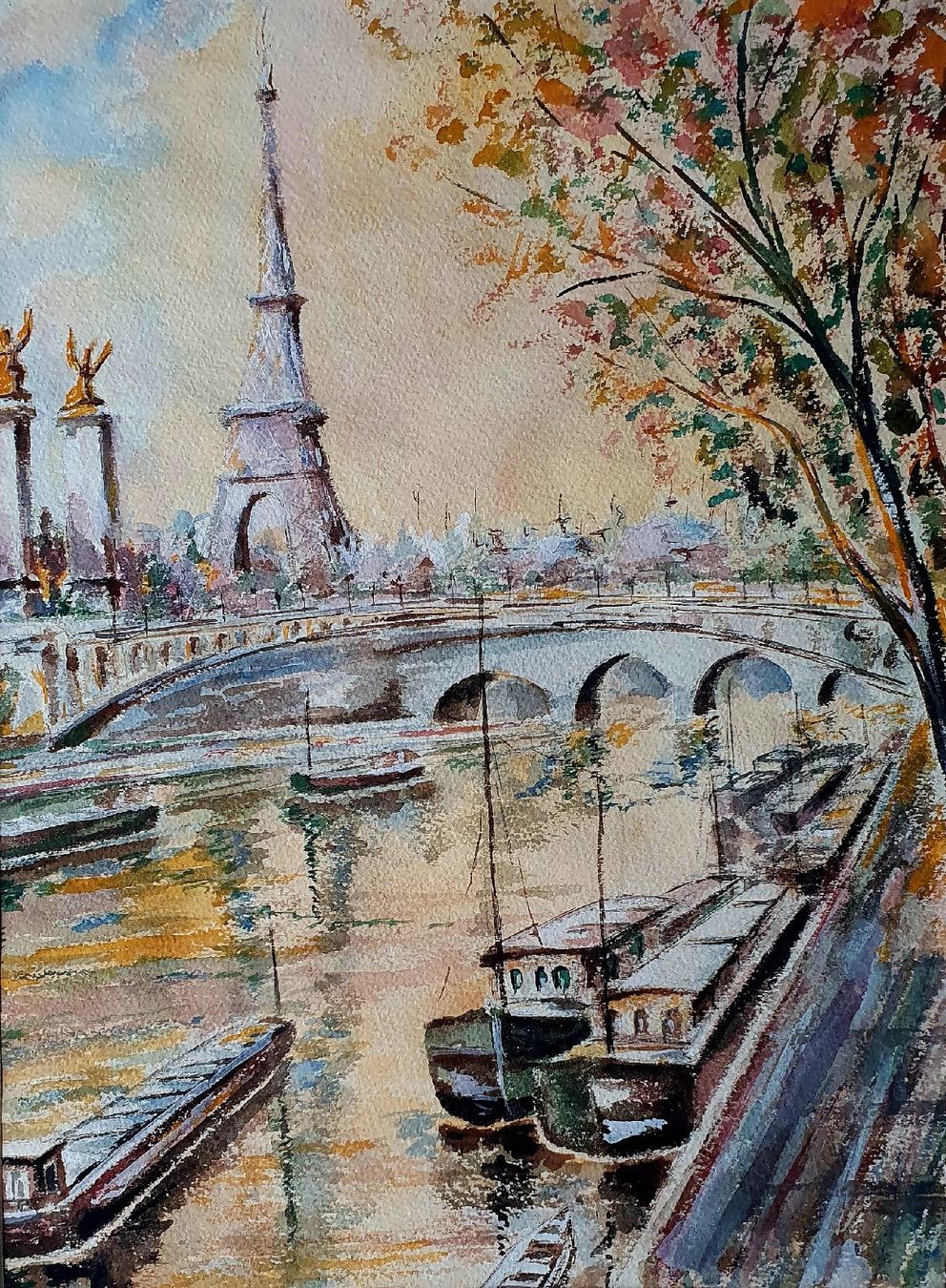 Gemälde: Superbe tableau sous vitrage P. Vialatte – Gebraucht aus Servion von meno999