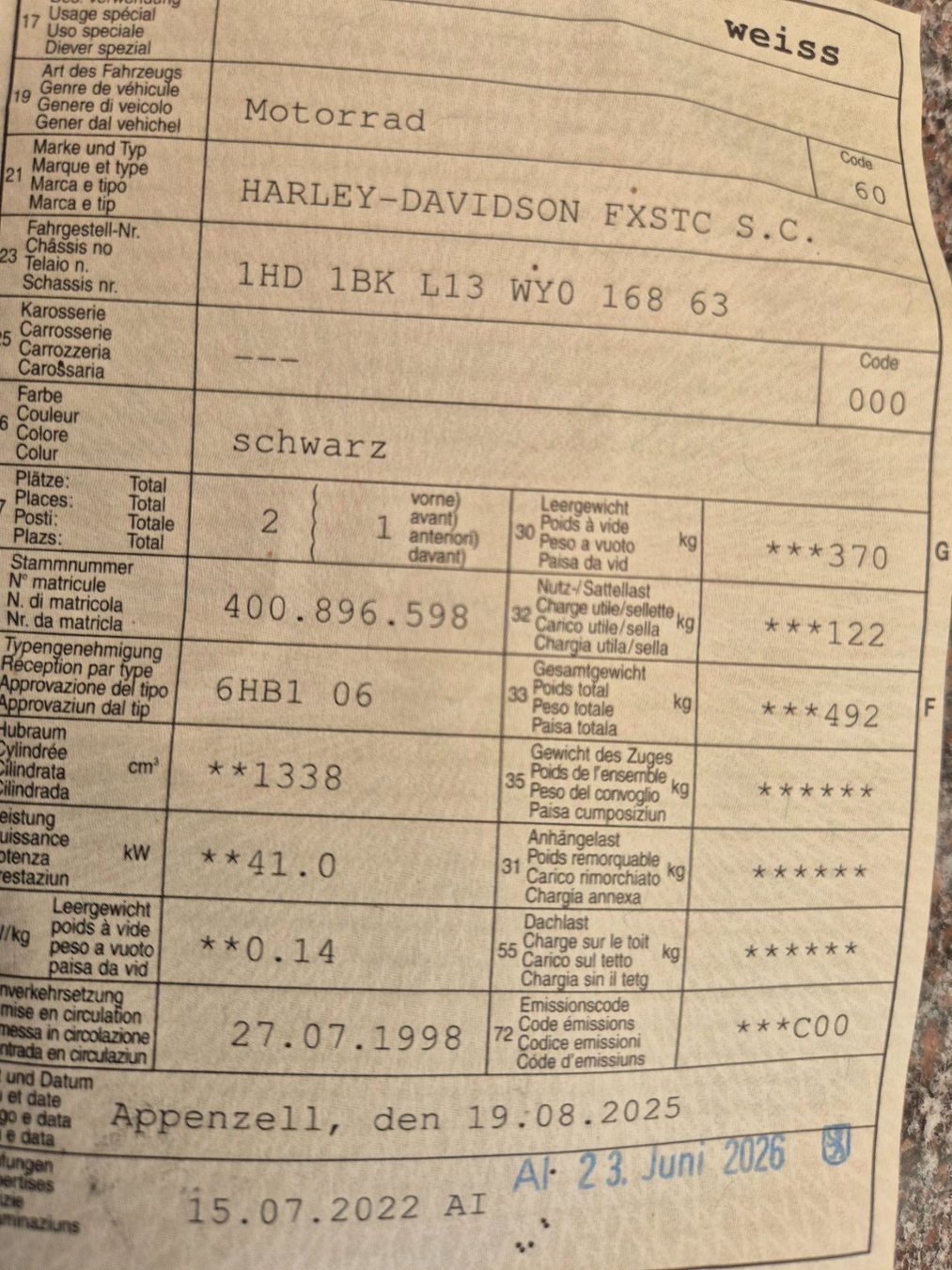 Harley-Davidson Route: Töff Harley Davidson – D'occasion à Stein AR par Bienli4 9
