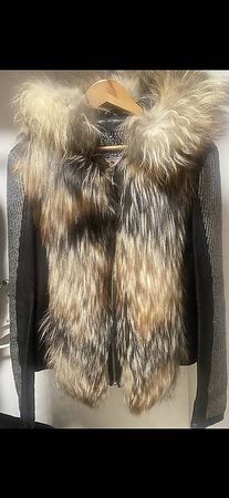 Modische echt Leder mit Pelz Jacke mit Kapuze 
