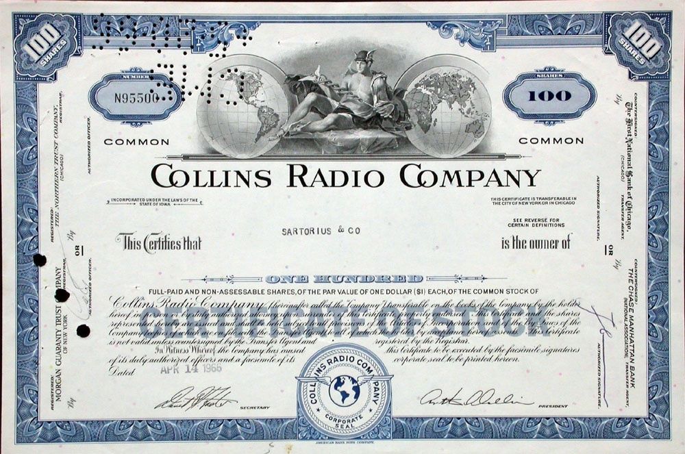 Documenti: Collins Radio Company - 1966 – Usato da Solothurn venduto da Sgasche