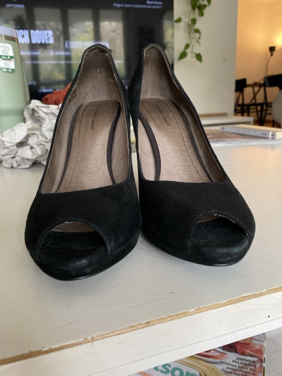 Damenschuhe: Schwarze Wildleder Peeptoe High Heels Gr. 39 – Gebraucht aus Winterthur von san_9m2f 2