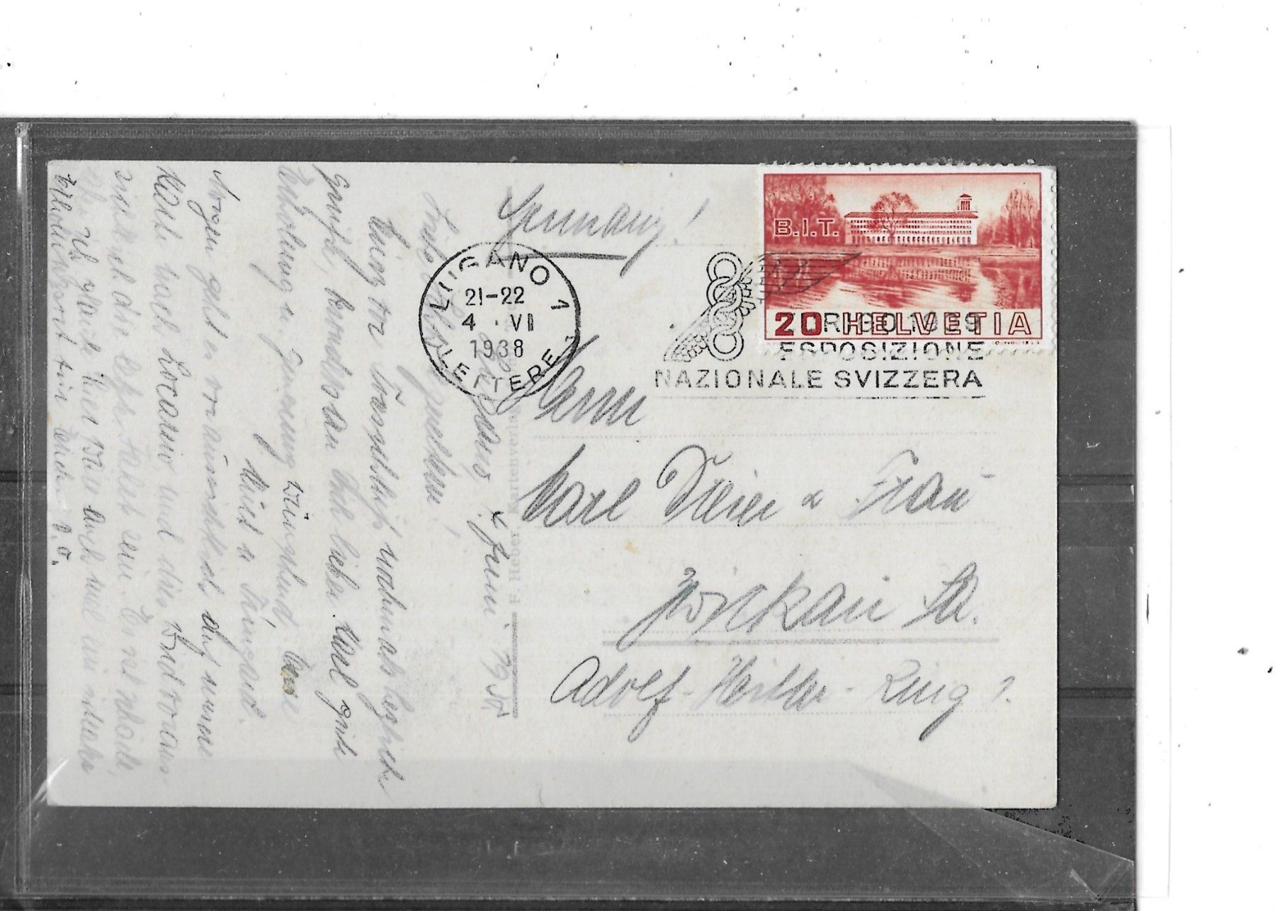 Cartoline postali: TI Lavena 1938 – Usato da Schocherswil venduto da Wilare 1