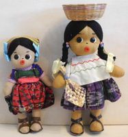 Zwei handgefertigte Vintage Puppen aus Mexiko
