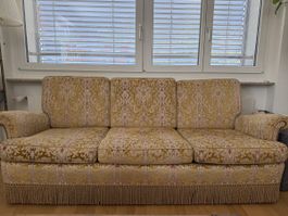 Vintage Sofa und Sessel gemustert gelb guter Zustand