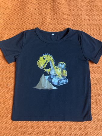 Schwarzes Kinder T-Shirt Dinosaurier Bagger Gr. 104/110