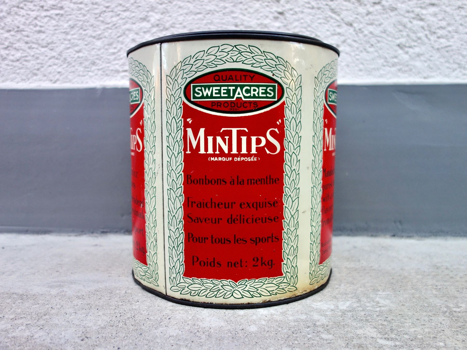Tutte le decorazioni: alte Blechdose Dose Blech MINTIPS PFEFFERMINZ BONBONS HUSTEN – Usato da Kerzers venduto da bottlesandboxes 2