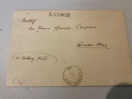 1860 Faltbrief Stabstempel Latsch - Davos Platz, 3 Stempel
