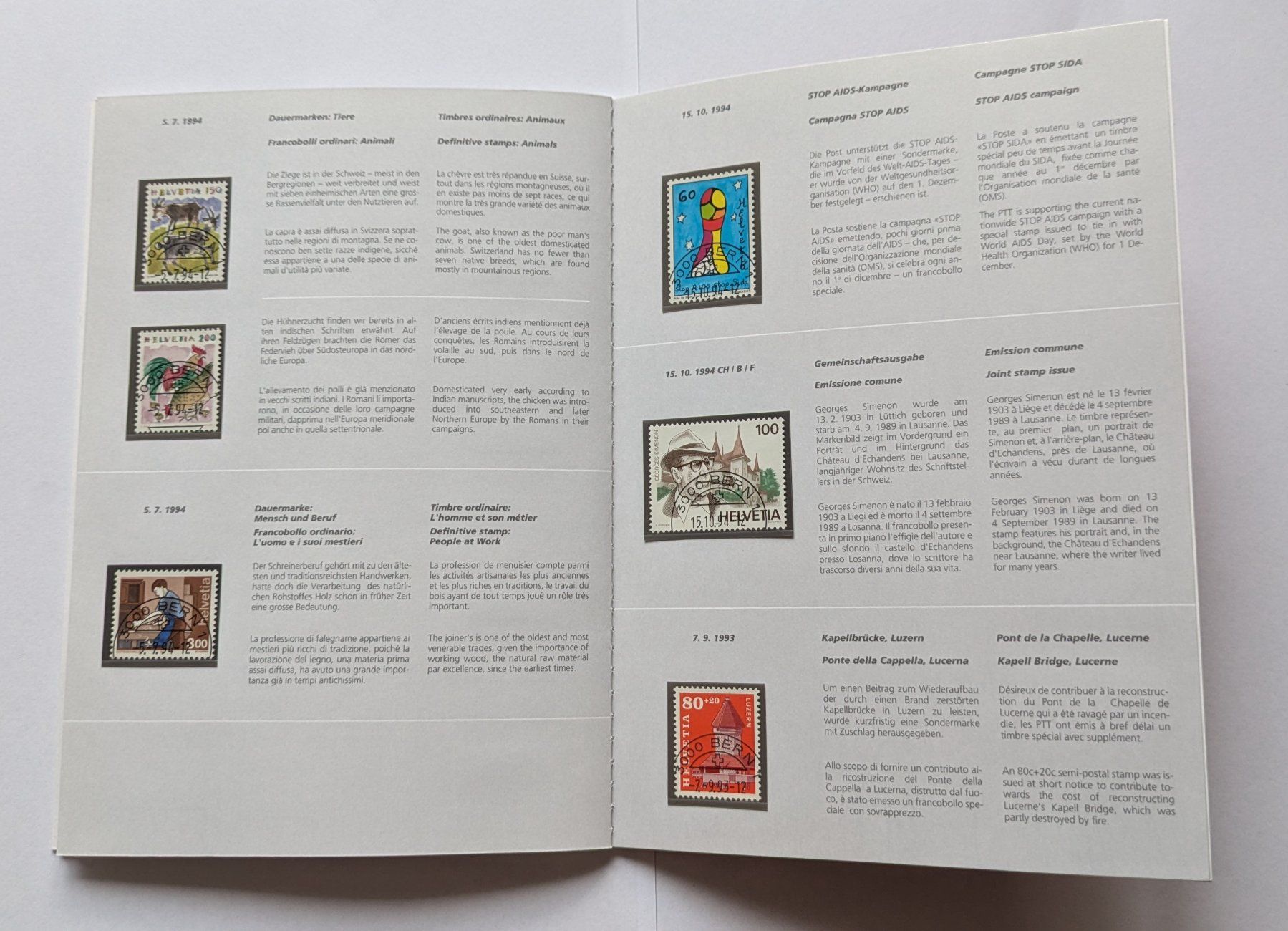 Tutti i francobolli: PTT Carnet de timbres 1994 – Nuovo (secondo la descrizione) da Estévenens venduto da Rockingirl 3