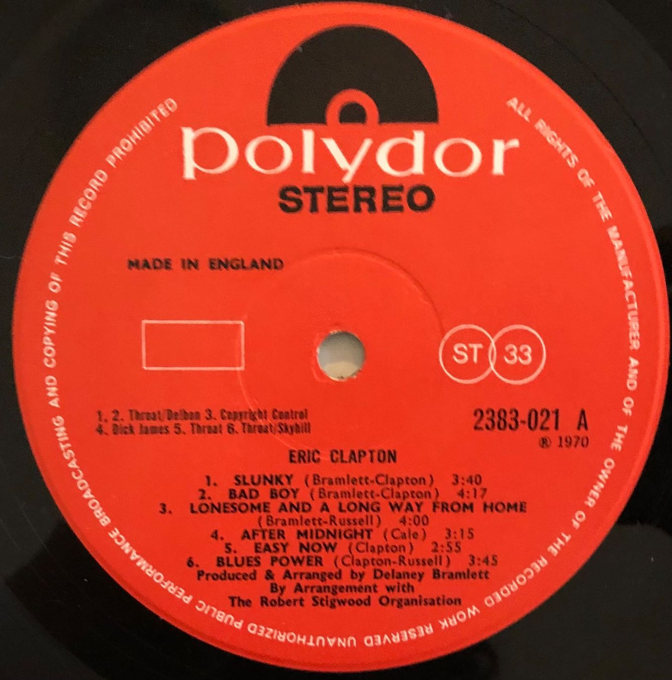 Vinyles: ERIC CLAPTON - ERIC CLAPTON – D'occasion à Poliez-Pittet par Newtown-Records 2