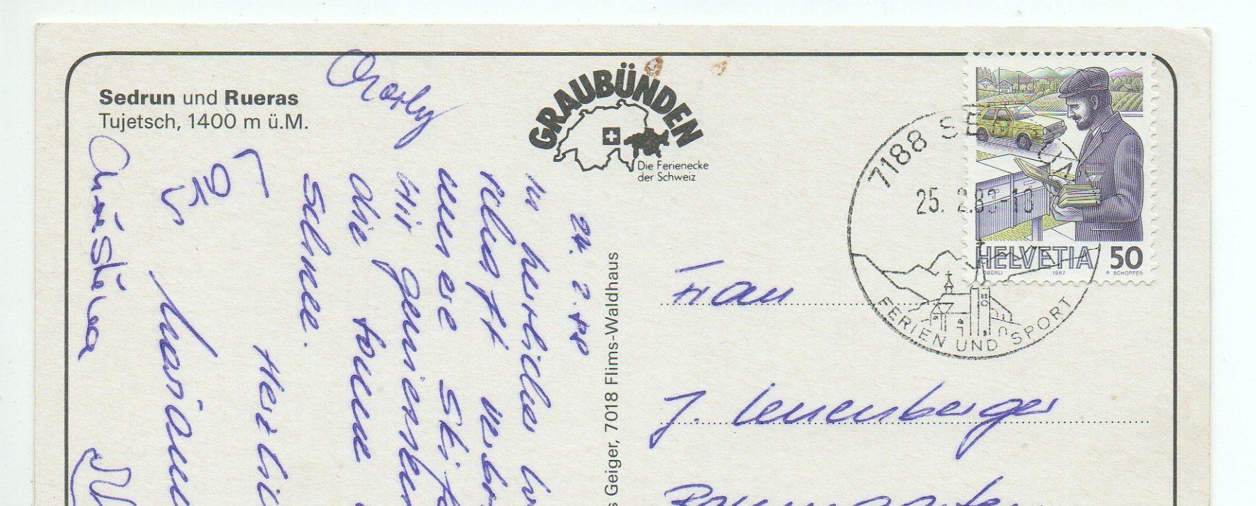 Cartoline postali: SEDRUN und Rueras Furka-Oberalp-Bahn – Usato da Jona venduto da philajona 1
