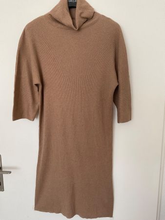 Massimo Dutti 55% Seide 45% BW Strickkleid Gr XS Creme NEU
