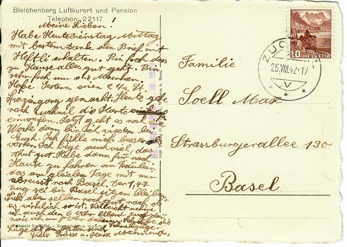 Cartoline postali: Fliegeraufnahme Bleichenberg mit Solothurn  1942 – Usato da Hochdorf venduto da Ziegel-16 1