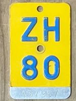 ZH 80 - TÖFFLINUMMER - MOFASCHILD - PLAQUE DE MOFA - ZH 80