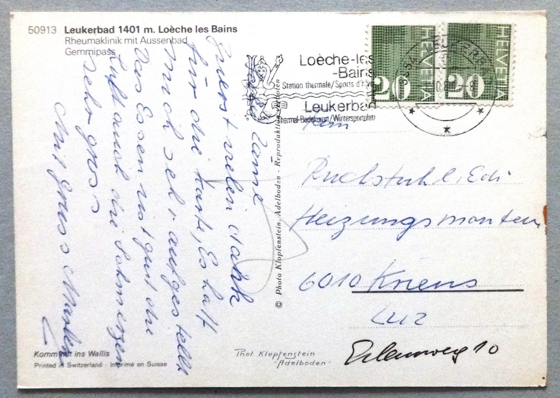 Cartoline postali: Leukerbad 1401 m, Loèche les Bains – Usato da Fétigny venduto da Billy2miny 1