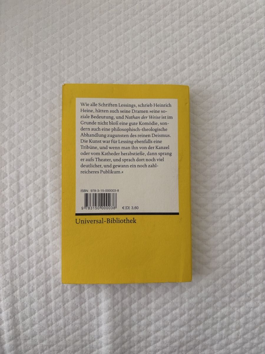 Libri: G.E Lessing, Nathan der Weise Reclam Buch – Usato da Buchs AG venduto da cla_k2f8 1