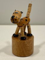 Vintage Wackelfigur / Drückfigur Hund aus Holz - Retro Spiel