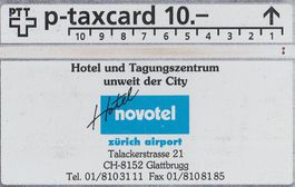 PTT P-Taxcard Novotel Zurich Airport Wert 10 Franken