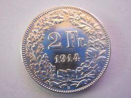 2 Fr. 1914 silber unz/stgl