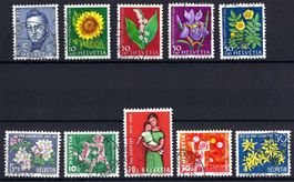 Pro Juventute Sätze 1961-1962 Katalog-Nr. J188-J197, gest.