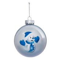 Weihnachtsbaumkugel raus Glas blau mit Schneemann 8cm