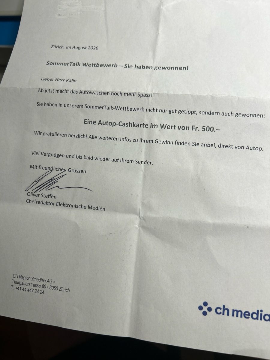 Gutscheine: Waschkarte Wert 500.00 – Neu und originalverpackt aus Kloten von baptist 2
