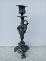 Antik Kerzenständer Figur Zinndruckguss Patina 845 Gramm