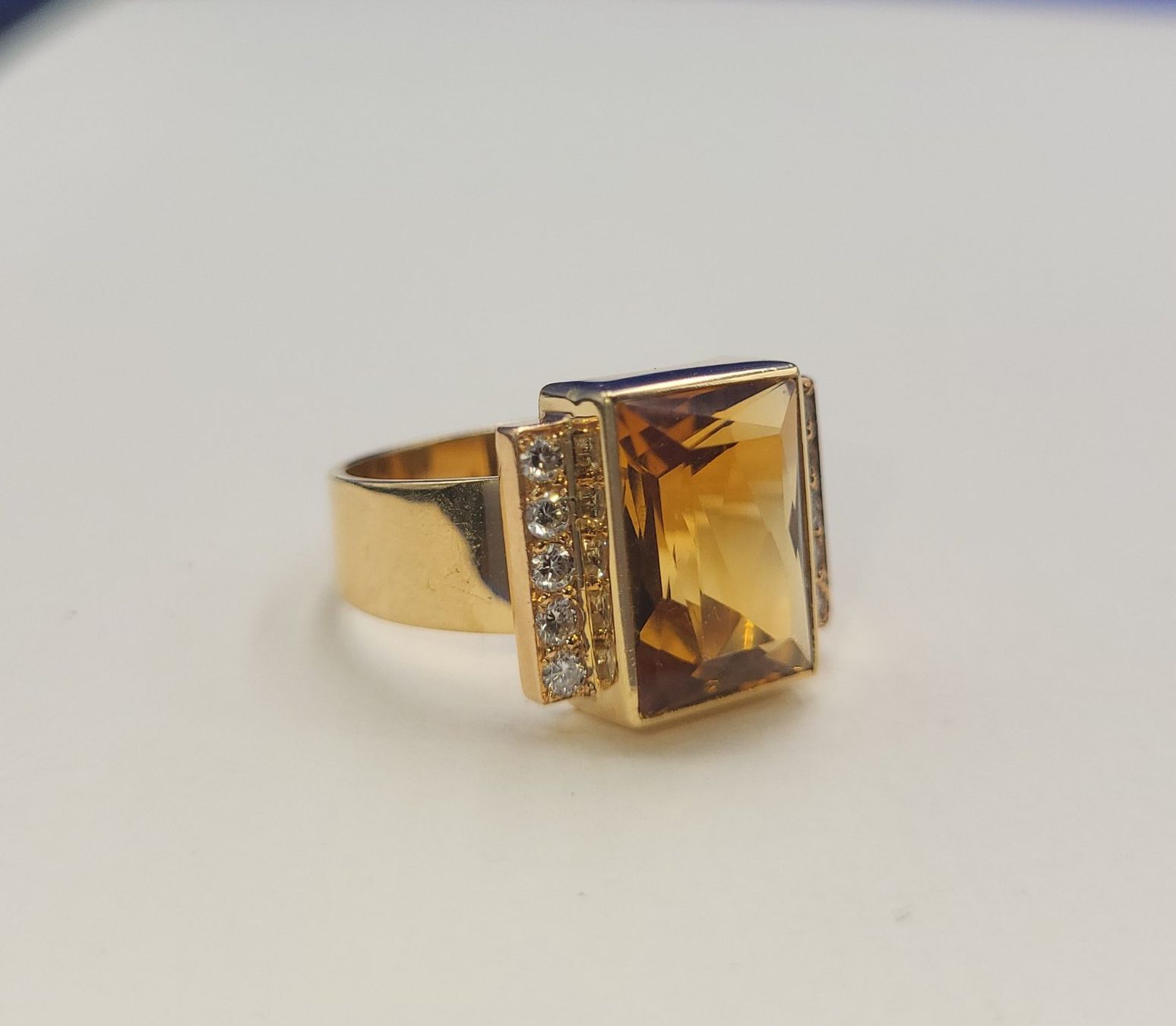 Anelli: Massiv 585 Gold Ring Mit Diamanten und Citrin – Usato da Wald ZH venduto da Aniade 2