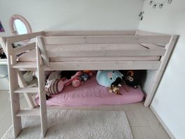 Hochbett weiss, 90x200cm, Holz