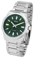 Q&Q Citizen® Herrenuhr 42mm 5 Bar Edelstahl Silber Grün NEU