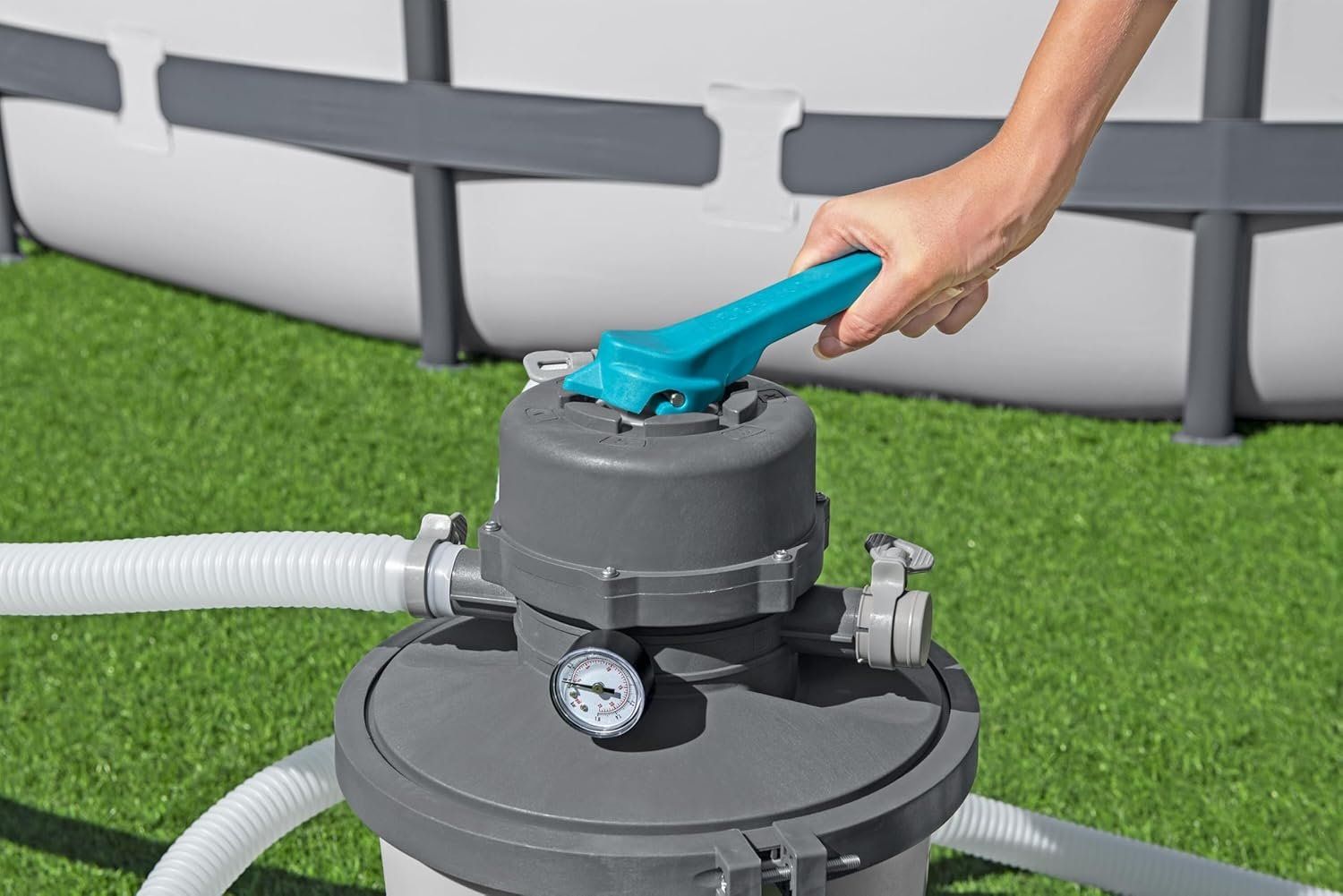 Bestway Accessori per Piscine: Bestway 58515 Sandfilterpumpe, 3.596 l, Grau – Nuovo e nell'imballaggio originale da Züberwangen venduto da Sparposten 3