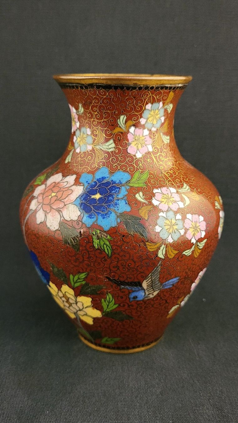 Vasi & Recipienti: Alte Cloisonne-Vase mit Blumen – Usato da Basel venduto da spinne02