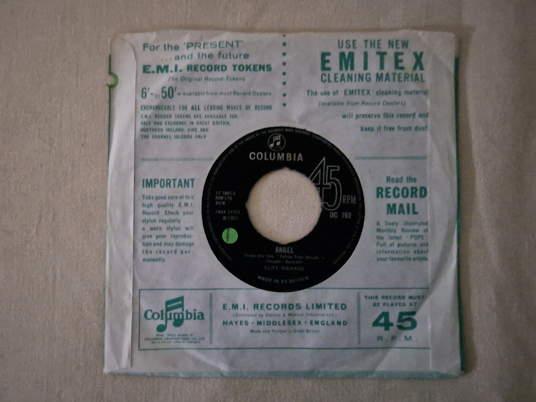 Schallplatten: Cliff Richard Single – Angel / Razzle Dazzle – Gebraucht aus Root von atelier22 1