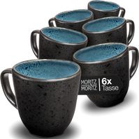 Kaffeetassen 6er Set Blau Steinzeug Farbverlauf Kaffeebecher